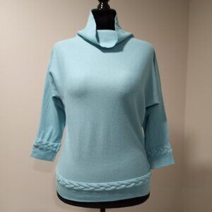W BY WORTH LIGHT BLUE 3/4 SLEEVE WOOL KNIT TOP WOMAN SIZE S